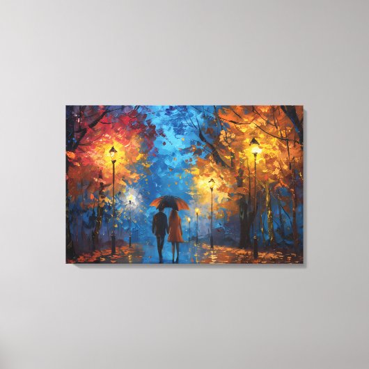 Avondwandeling in het herfstlicht canvas afdruk (Voorkant)