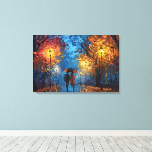 Avondwandeling in het herfstlicht canvas afdruk (Insitu (Houten vloer))