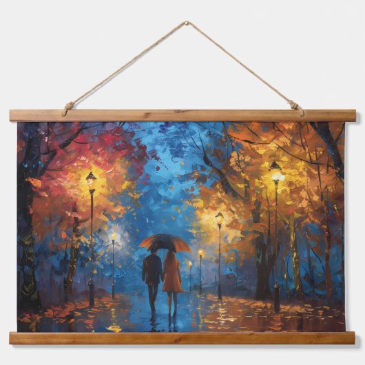 Avondwandeling in het herfstlicht hangend wandkleed (Voorkant)