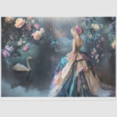 Avondwandeling Portret & Zwaan Dark Floral Fantasy Tissuepapier (Voorkant)