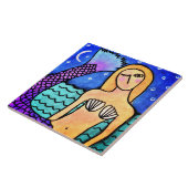 Avondzeemeermin Abstract digitaal schilderij Tegeltje (Zijkant)