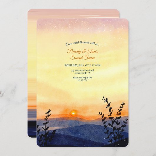 Avondzonsondergang uitnodiging (Voorkant / Achterkant)