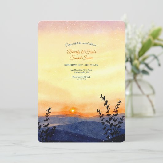 Avondzonsondergang uitnodiging (Staand voorkant)