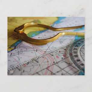Avonturen beleven en bestemming zoeken op kompas. briefkaart