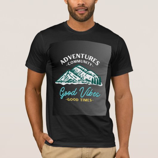 "Avonturen Gemeenschap, goede vibes, goede tijd": T-shirt (Voorkant)