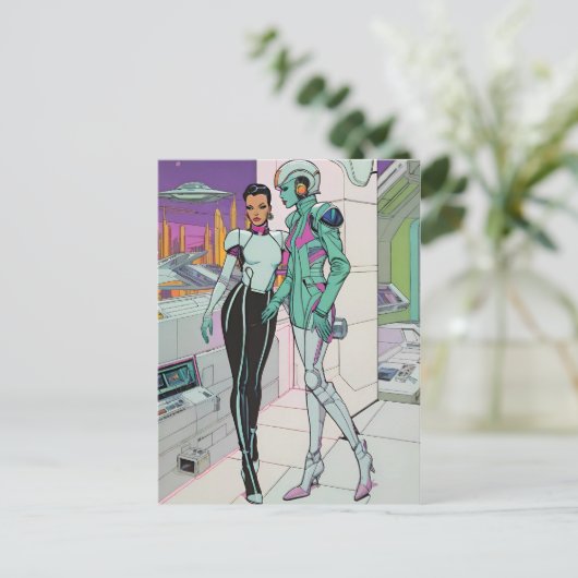 Avonturen in een 25e-eeuws winkelcentrum briefkaart (Staand voorkant)