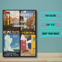 Avonturen na je pensioen Reisaffiches uit het verl