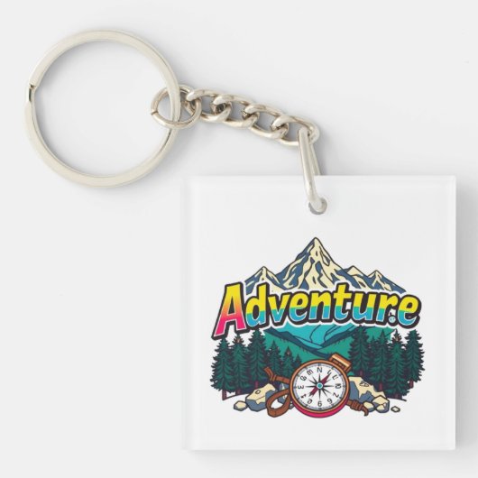 Avonturenberg – Outdoor Wandelen Natuur Design Sleutelhanger (Voorkant)