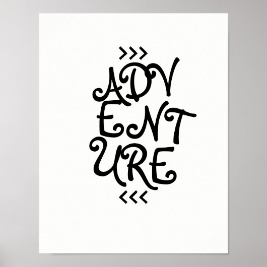 avonturiertypografie citeert poster zwart-wit (Voorkant)