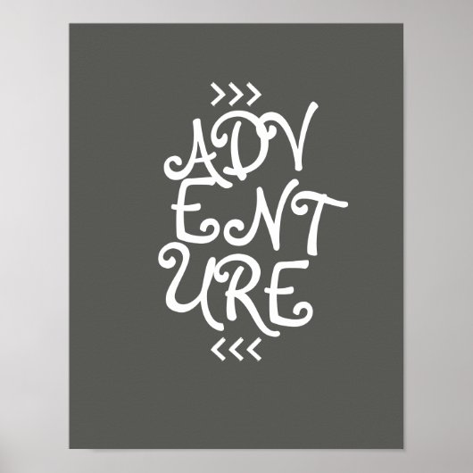 avonturiertypografie van poster grijs en wit (Voorkant)