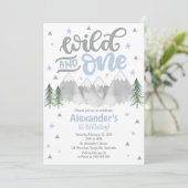 Avontuur 1st Birthday Uitnodiging, Wild Één Uitnod Kaart (Staand voorkant)