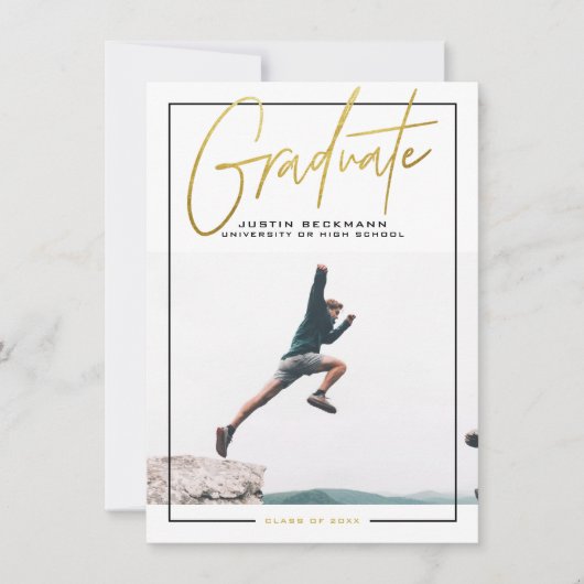 avontuur | Aankondiging gouden foto-Afstuderen (Voorkant)