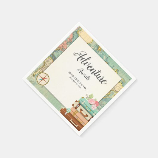 Avontuur Awaits Baby shower Papier Servet reizen (Hoek)