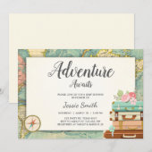Avontuur Awaits Baby shower uitnodiging Reiskaart (Voorkant / Achterkant)