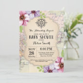 Avontuur Baby shower Bloemen Kaart Reizen Wereld (Staand voorkant)