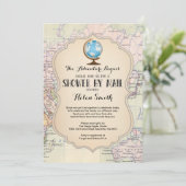 Avontuur Baby shower door Mail Map Travel World Kaart (Staand voorkant)