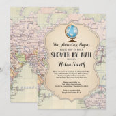 Avontuur Baby shower door Mail Map Travel World Kaart (Voorkant / Achterkant)