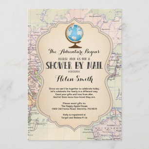 Avontuur Baby shower door Mail Map Travel World Kaart