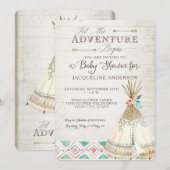 Avontuur Baby shower Meisje Teepee Wood Arrows Art Kaart (Voorkant / Achterkant)