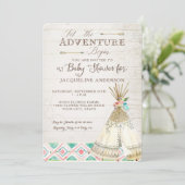 Avontuur Baby shower Meisje Teepee Wood Arrows Art Kaart (Staand voorkant)