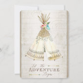 Avontuur Baby shower Meisje Teepee Wood Arrows Art Kaart (Achterkant)