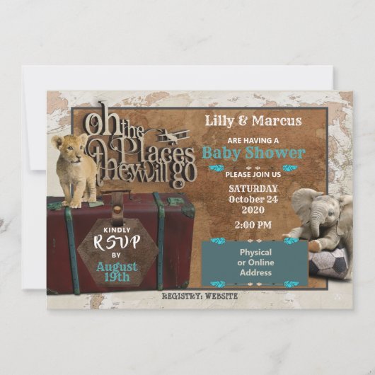 Avontuur Baby shower nodigt uit Kaart (Voorkant)