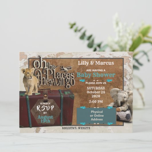 Avontuur Baby shower nodigt uit Kaart (Staand voorkant)