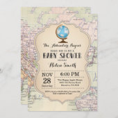 Avontuur Baby Shower Uitnodiging Kaart Reizen Were (Voorkant / Achterkant)