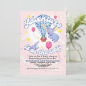 Avontuur Baby Shower Uitnodiging | Waterverf Olifa (Staand voorkant)