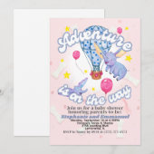 Avontuur Baby Shower Uitnodiging | Waterverf Olifa (Voorkant / Achterkant)