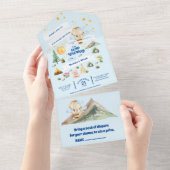 Avontuur Baby shower Waterverf Bomen All In One Uitnodiging (Afscheurbaar)