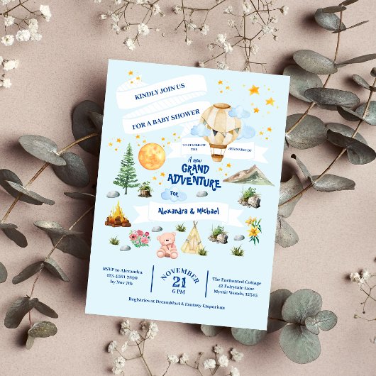 Avontuur Baby shower Waterverf Bomen Kaart