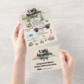 Avontuur Baby shower Waterverf Camper All In One Uitnodiging (Afscheurbaar)