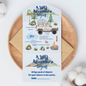 Avontuur Baby shower Waterverf Camper All In One Uitnodiging