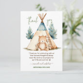 Avontuur Beer Camping Boy Baby shower Bedankkaart (Staand voorkant)