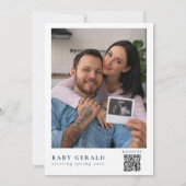 Avontuur Begin Berg Baby Shower Foto QR Code Kaart (Achterkant)