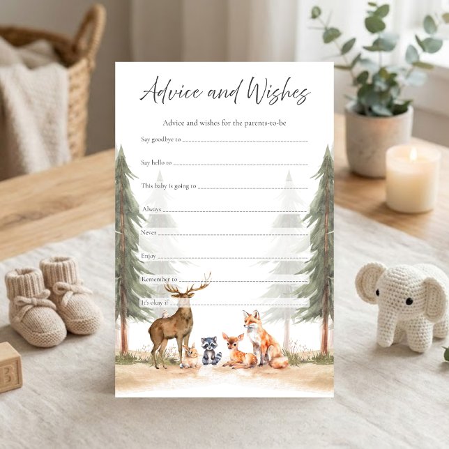 Avontuur Begin Bos Shower Advies & Wens Spel (Let the Adventure Begin Woodland Animals Baby Shower Advice and Wishes Game)