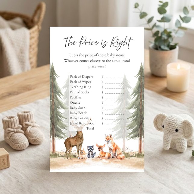 Avontuur Begin Bos Shower Raad Prijs Spel (Let the Adventure Begin Woodland Animals Baby Shower The Price is Right Game)