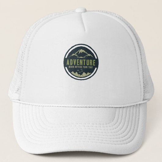 Avontuur Begin buiten je tent Trucker Pet (Voorkant)