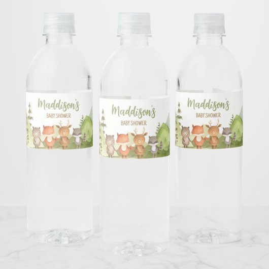 Avontuur Begin Forest Mountain Baby shower Waterfles Etiket (Flessen)