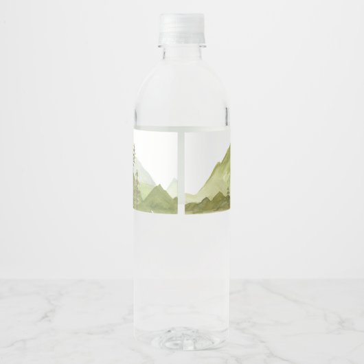 Avontuur Begin Forest Mountain Baby shower Waterfles Etiket (Achterkant)