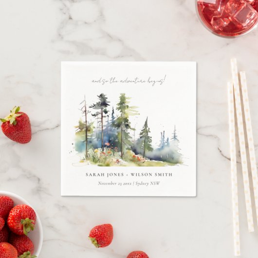 Avontuur Begin Pine Forest Landschap Trouwen Servet (Insitu)