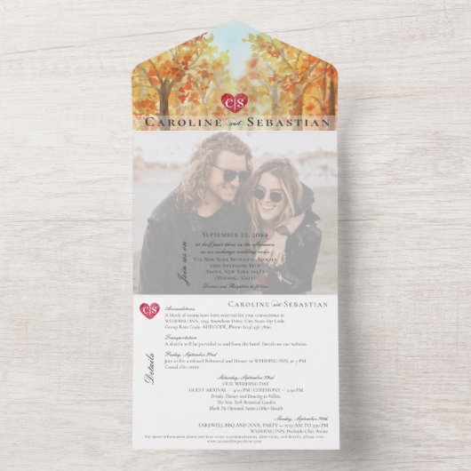 Avontuur Begin Rocky Mountain Bestemming Bruiloft All In One Uitnodiging (Binnen)