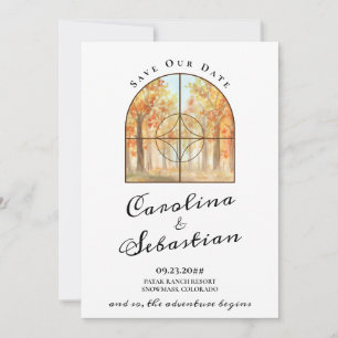 Avontuur Begin Rocky Mountain Bestemming Bruiloft Save The Date