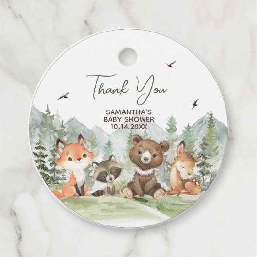 Avontuur Begin Woodland Animals Baby shower Ronde Bedankjes Labels (Voorkant)