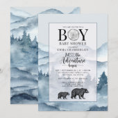 Avontuur Begins Baby Jongen Douche Bos Waterverf Kaart (Voorkant / Achterkant)