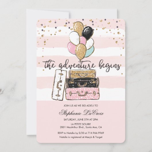 Avontuur begint Afscheid Uitnodiging (Voorkant)