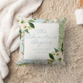 Avontuur Begint Baby Naam Datum Bloemrijke Kaart A Kussen (Deken)