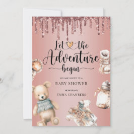 Avontuur Begint Baby shower Roos Gouden Glitter Kaart