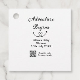 Avontuur begint baby shower scan QR code hart si Bedankjes Labels